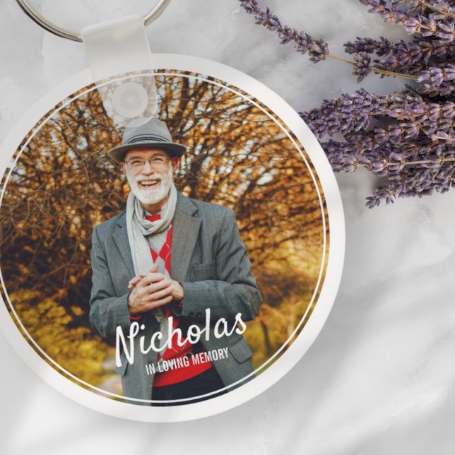 Modern Frames Simple Photo Funeral Memorial Key Ring (Creator Uploaded)