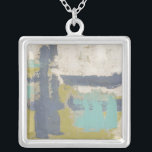 Modern Free Expression Painting Silver Plated Necklace<br><div class="desc">This modern free expression painting was created by Megan Meagher. Purple,  light blue and white brush strokes lay over a background of light green. Get a copy of this print today!</div>