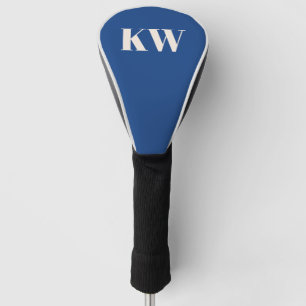 Modern French Blue Monogram Initials Personalised Golf Head Cover