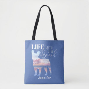 Modern French Bulldog Beach Theme Tote Bag