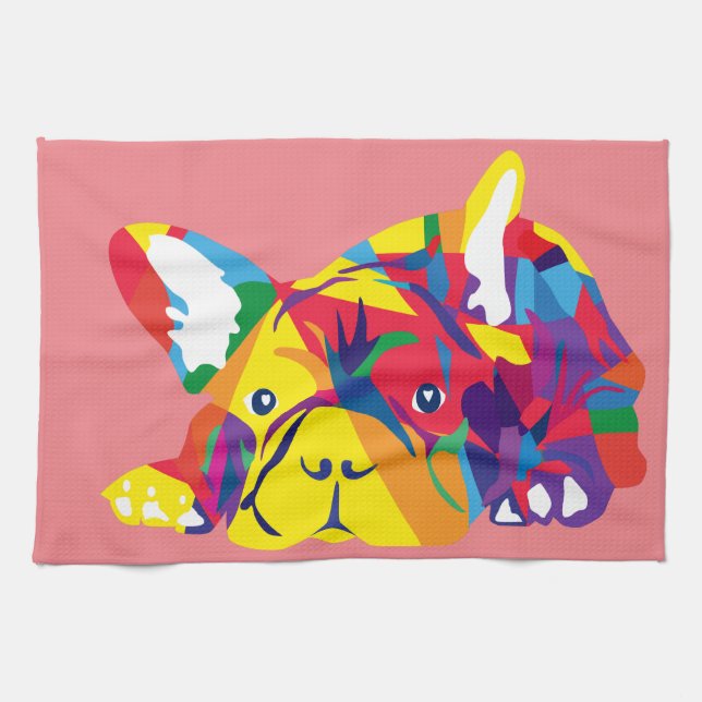 Modern French Bulldog Silhouette Tea Towel (Horizontal)