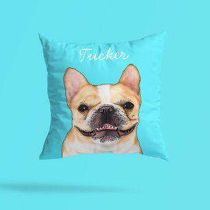 Modern Frenchie Bulldog Illustration   Add Name  Cushion