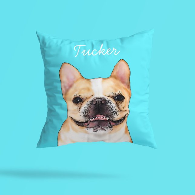 Modern Frenchie Bulldog Illustration | Add Name  Cushion (Creator Uploaded)