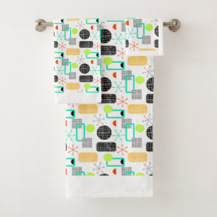 Modern Fresh Bright Geometric Patterned Bath Towel Set