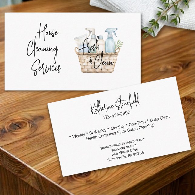 Modern Fresh House Cleaning Services Business Card (Creator Uploaded)