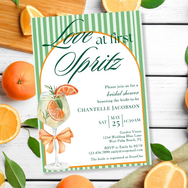 Modern Fresh Love At First Spritz Bridal Shower  Invitation (Creator Uploaded)