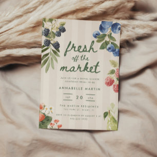 Modern Fresh off the Market Striped Bridal Shower Invitation