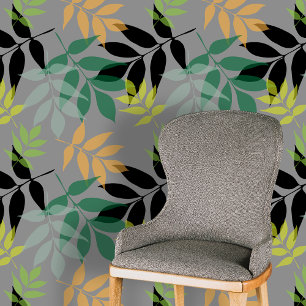 Modern Fresh Overlapping Leaves on Muted Grey Wallpaper