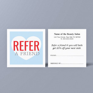 Modern Fresh Red White Blue Salon Referral Card