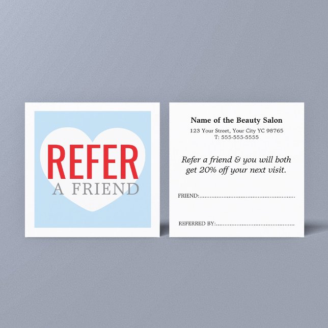 Modern Fresh Red White Blue Salon Referral Card (Creator Uploaded)