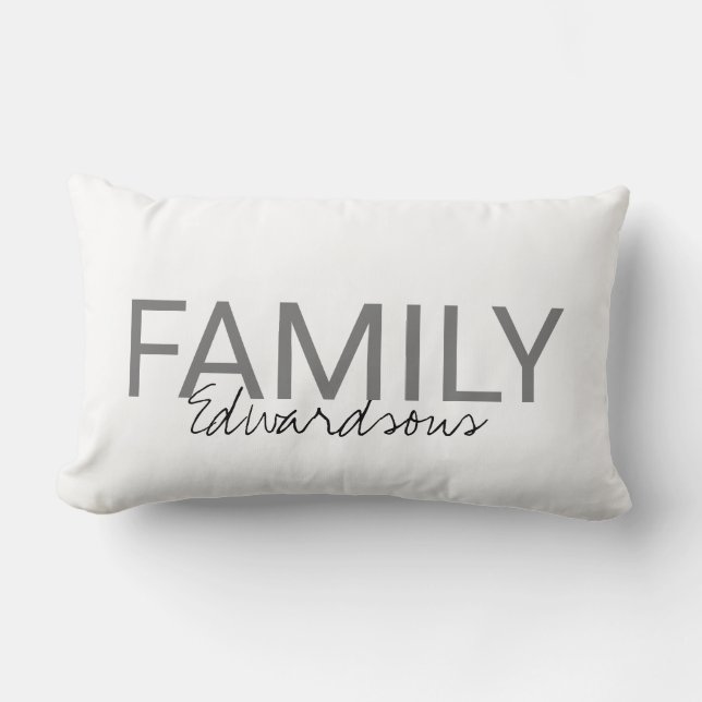 Modern fresh white monogram Family name Lumbar Cushion (Front)