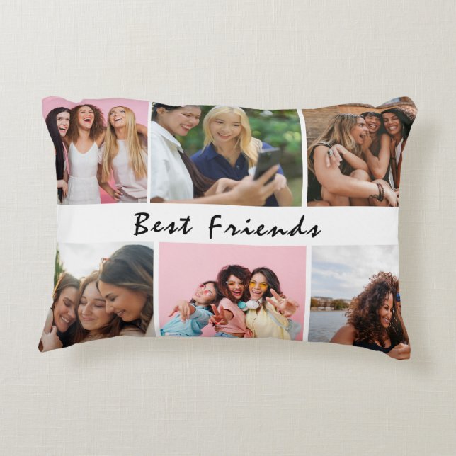 Modern Friend Collage Photos Simple Decorative Cushion (Back)