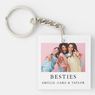 Modern Friend Collage Photos Simple Key Ring