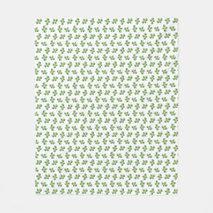 Modern Friendly Green Succulent Leaves on White Fleece Blanket