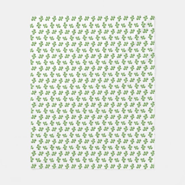 Modern Friendly Green Succulent Leaves on White Fleece Blanket (Front)