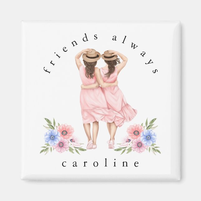Modern Friends Always Girls Hats Name Magnet (Front)
