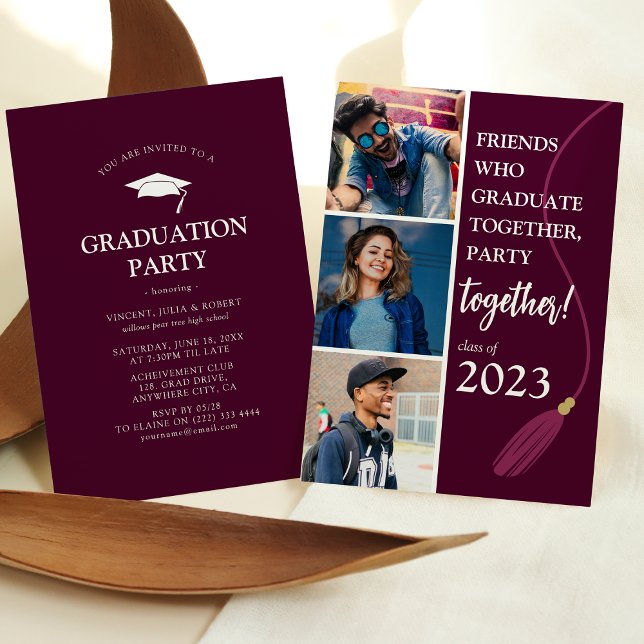 Modern 'Friends' Graduation Party Photo Collage Invitation (Creator Uploaded)