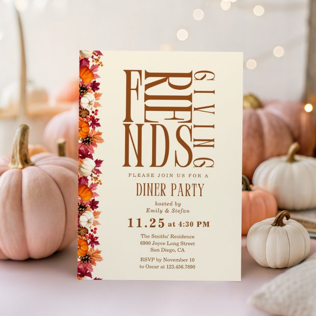 Modern Friendsgiving Dinner Floral Invitation (Creator Uploaded)