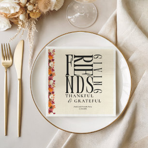 Modern Friendsgiving Dinner Floral  Napkin