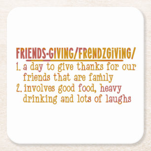 Modern Friendsgiving Square Paper Coaster