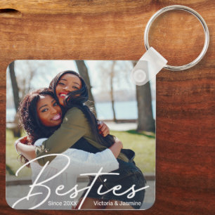 Modern Friendship Photo Gift Key Ring