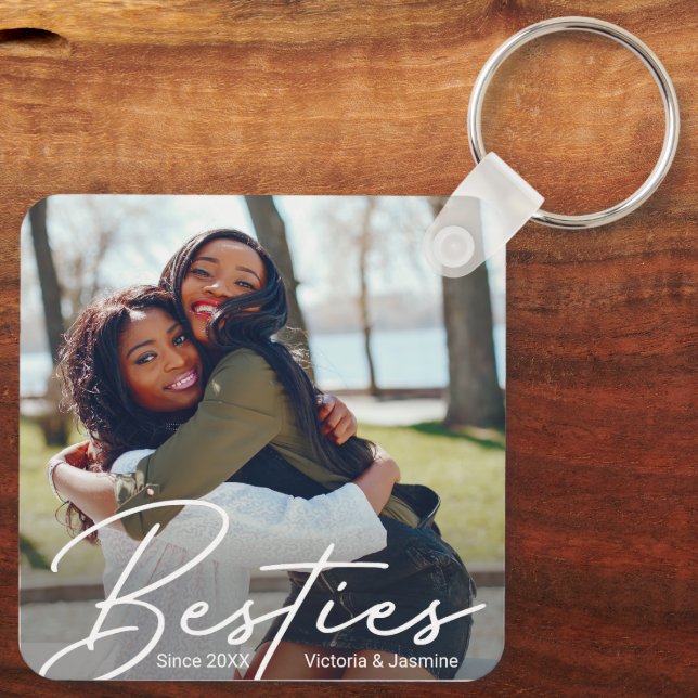 Modern Friendship Photo Gift Key Ring (Back)