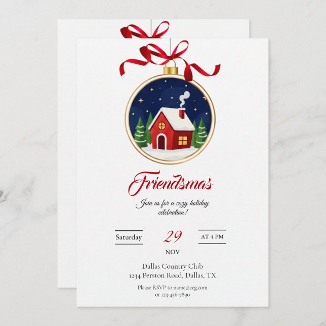 Modern Friendsmas Holiday Party Invitation (Front/Back)