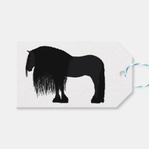 Modern Friesian Horse Illustration  Gift Tags
