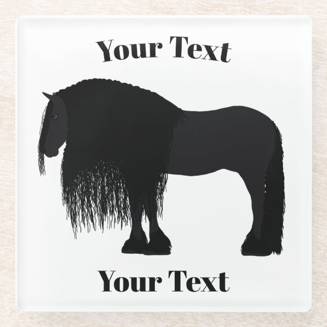 Modern Friesian Horse Illustration   Glass Coaster (Front)