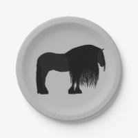 Modern Friesian Horse Illustration Grey