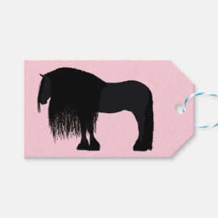 Modern Friesian Horse Illustration Pink Gift Tags