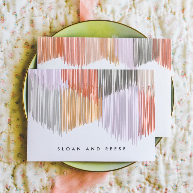 Modern Fringe Personalised Stationery Card (Pink Modern Fringe personalized note card set.)