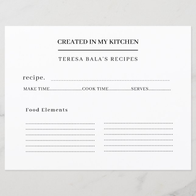 Modern From My Kitchen Recipe Design (Front)