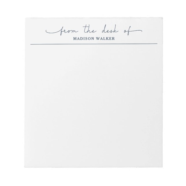 Modern From The Desk Of Light Grey Stylish Script Notepad (Front)