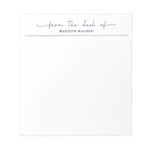 Modern From The Desk Of Navy Blue Stylish Script Notepad