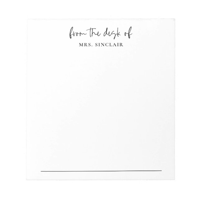 Modern From The Desk of Woman Business  Notepad (Front)