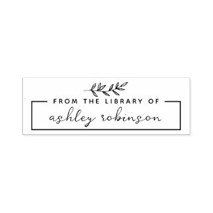 Modern From The Library Of Custom Name Leaves Self-inking Stamp
