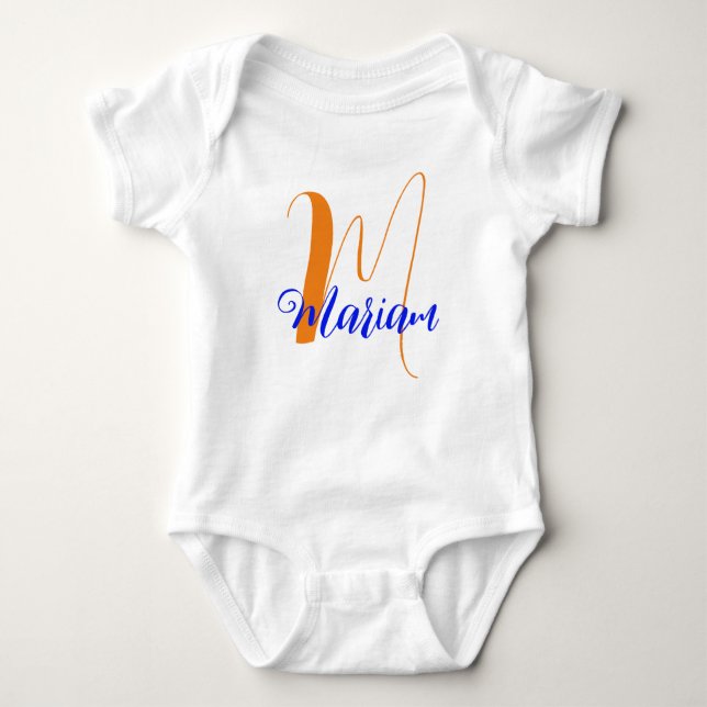 Modern Front & Back Design - Customised Surname Baby Bodysuit (Front)
