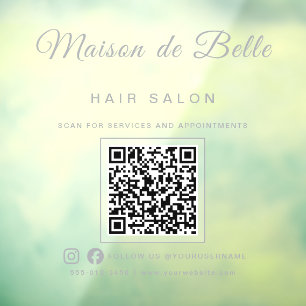 Modern Frosted Silver Signature Script QR Code