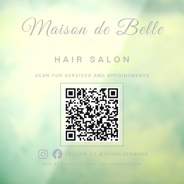 Modern Frosted Silver Signature Script QR Code (Sheet 3)