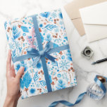 Modern Frozen Blue Christmas Gift Wrapping Paper<br><div class="desc">Cute Modern Gift Wrapping Paper! Design features frozen blue foliage,  snowflakes and winter foliage.</div>