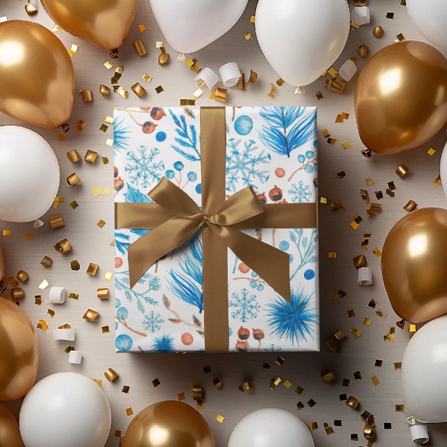 Modern Frozen Blue Christmas Holiday Wrapping Paper Sheet (Creator Uploaded)