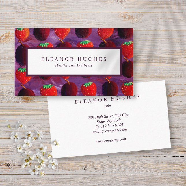 Modern fruit strawberries Plums Professional Business Card (Modern fruit strawberries Plums Professional Business Card)