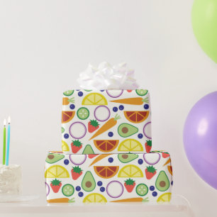 Modern Fruits and Vegetables Pattern Wrapping Paper