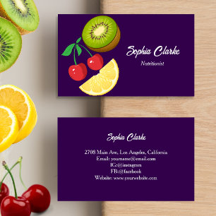 Modern Fruits Health Care Purple Nutritionist  Business Card