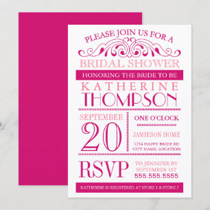 Modern Fuchsia and Pink Bridal Shower Invitation