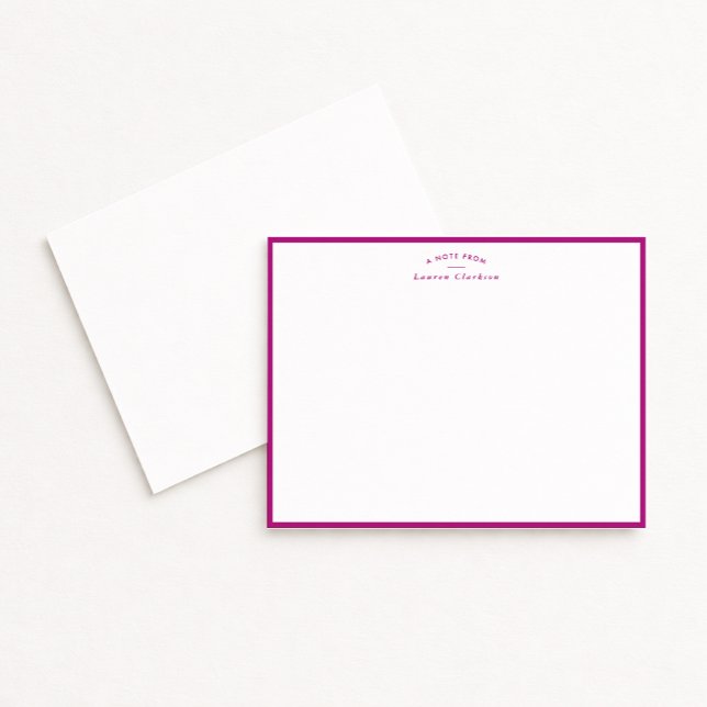 Modern Fuchsia Border Personalized Note Card (Creator Uploaded)