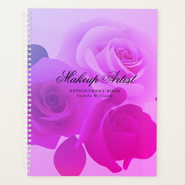 Modern Fuchsia Floral Makeup Artist Appointment Planner (Front)