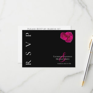 Modern Fuchsia Orchids RSVP Card
