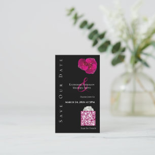 Modern Fuchsia Orchids-Save the Date-QR code- Business Card